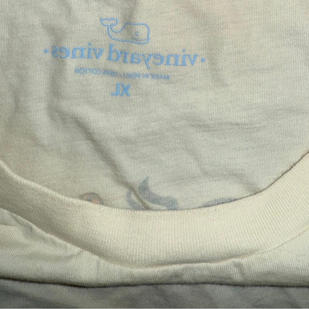 Vineyard Vines Off-White Tee with Blue Logo